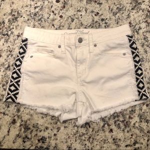 White/Black Mid Waist Shorts